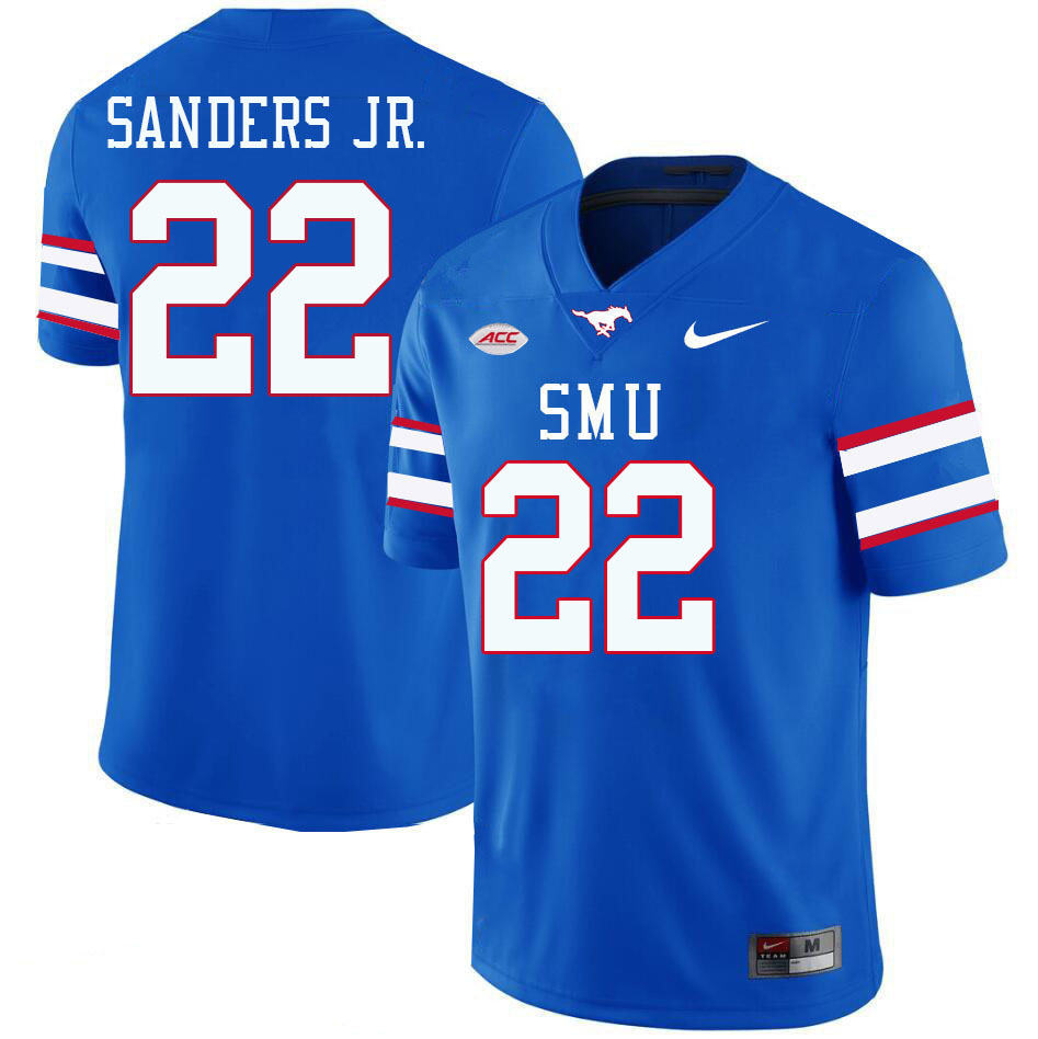 SMU Mustangs #22 Cale Sanders Jr. College Football Jerseys Stitched Sale-Royal